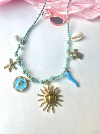 Rope chain multiple charms