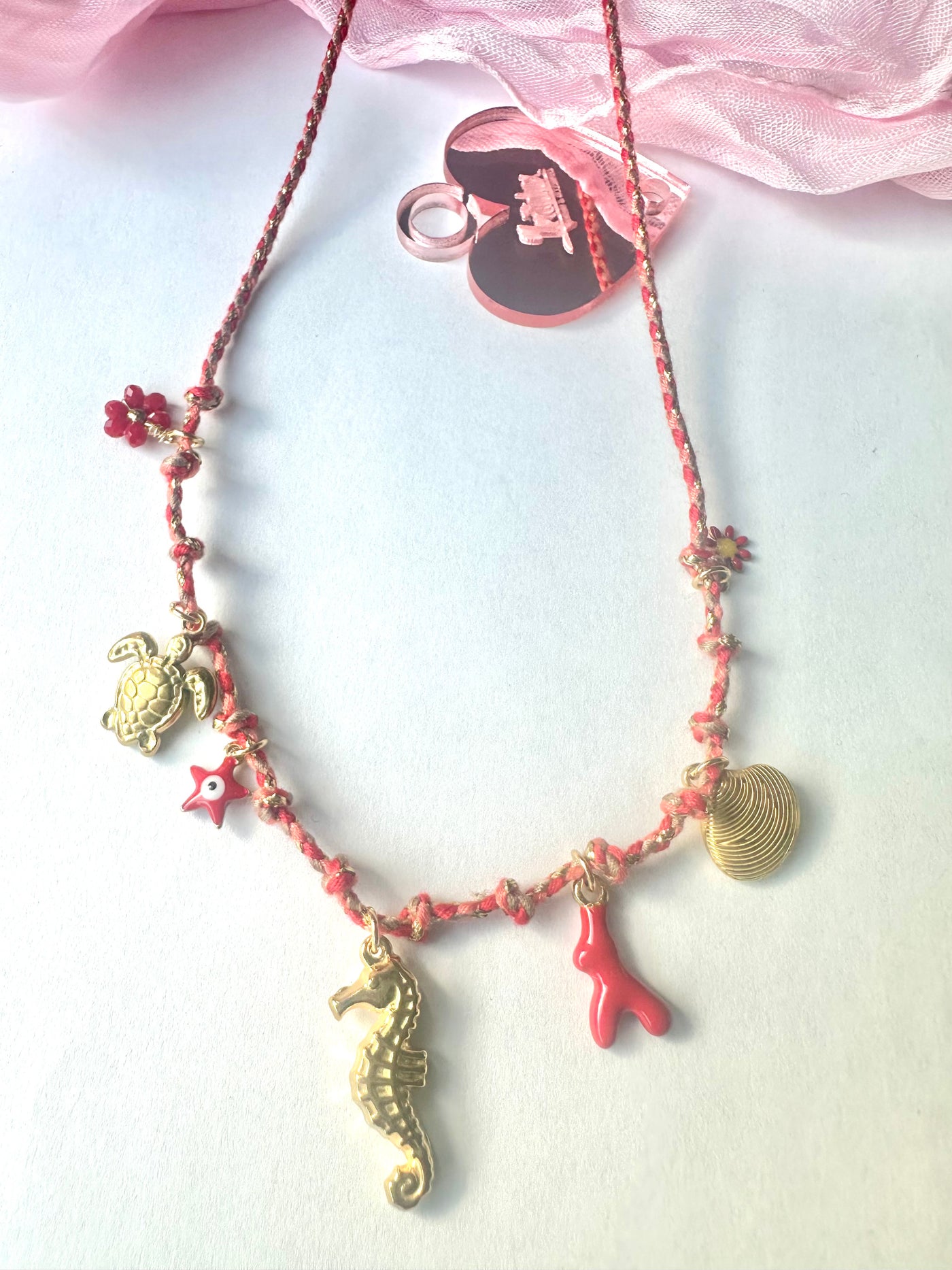 Rope chain multiple charms