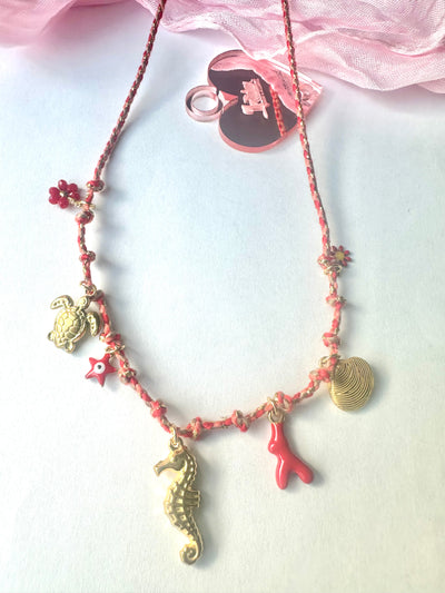 Rope chain multiple charms