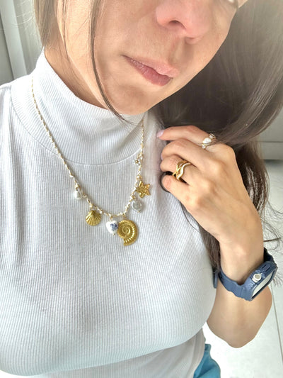 Rope chain multiple charms