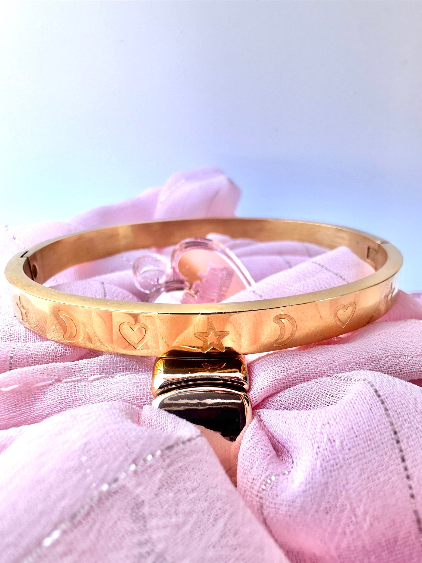 Moon-Star-Heart Print Bangle Bracelet