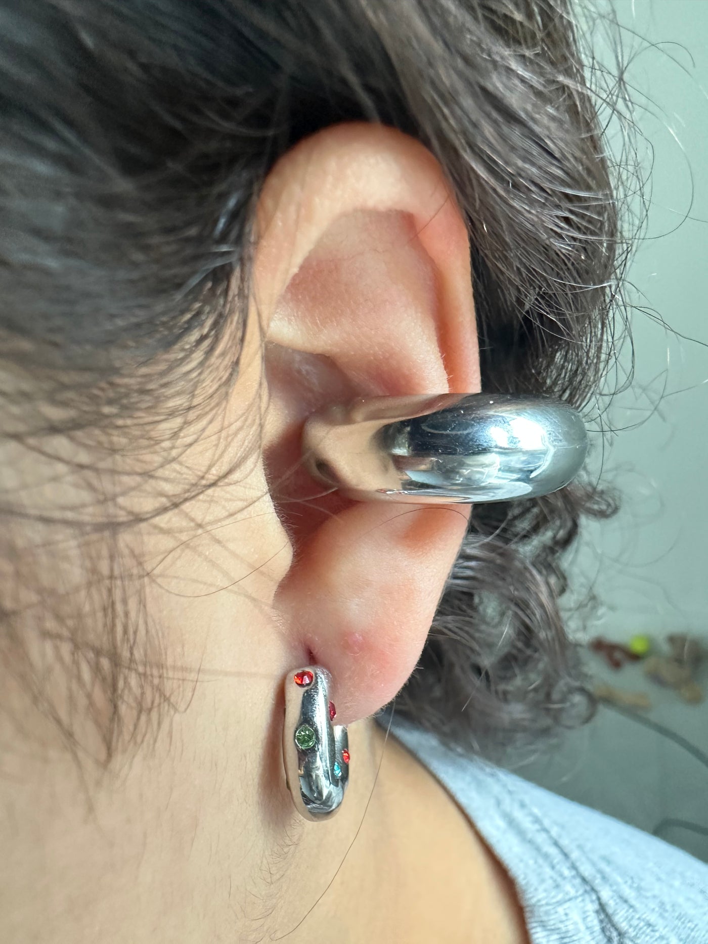 CHUNKY EAR CUFF SILVER EARRINGS