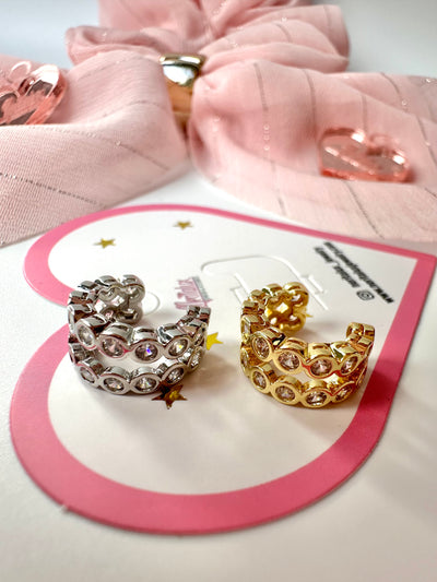 Round Zirconia Ear Cuff Earrings