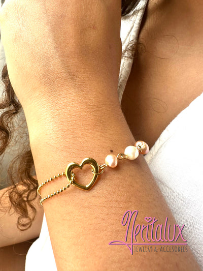 Pearls Heart Bracelet