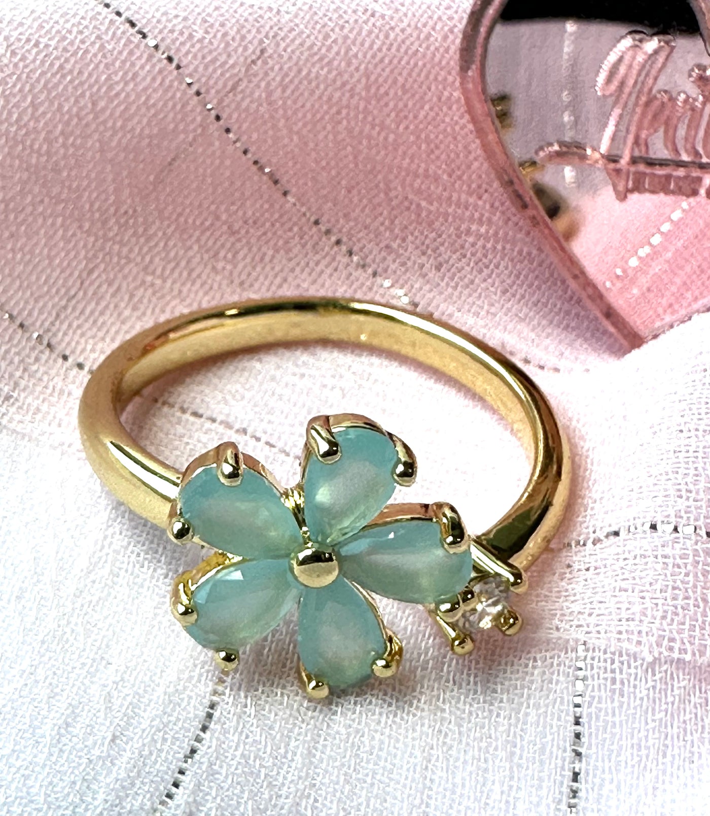 Jade Stone Flower Ring