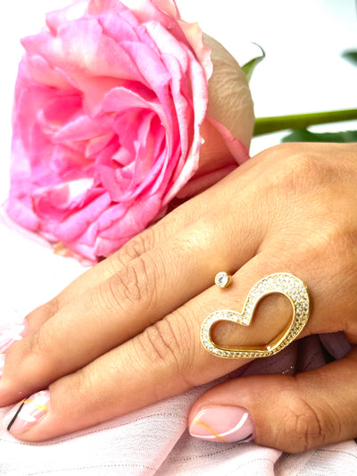 Open Heart Zirconia Ring