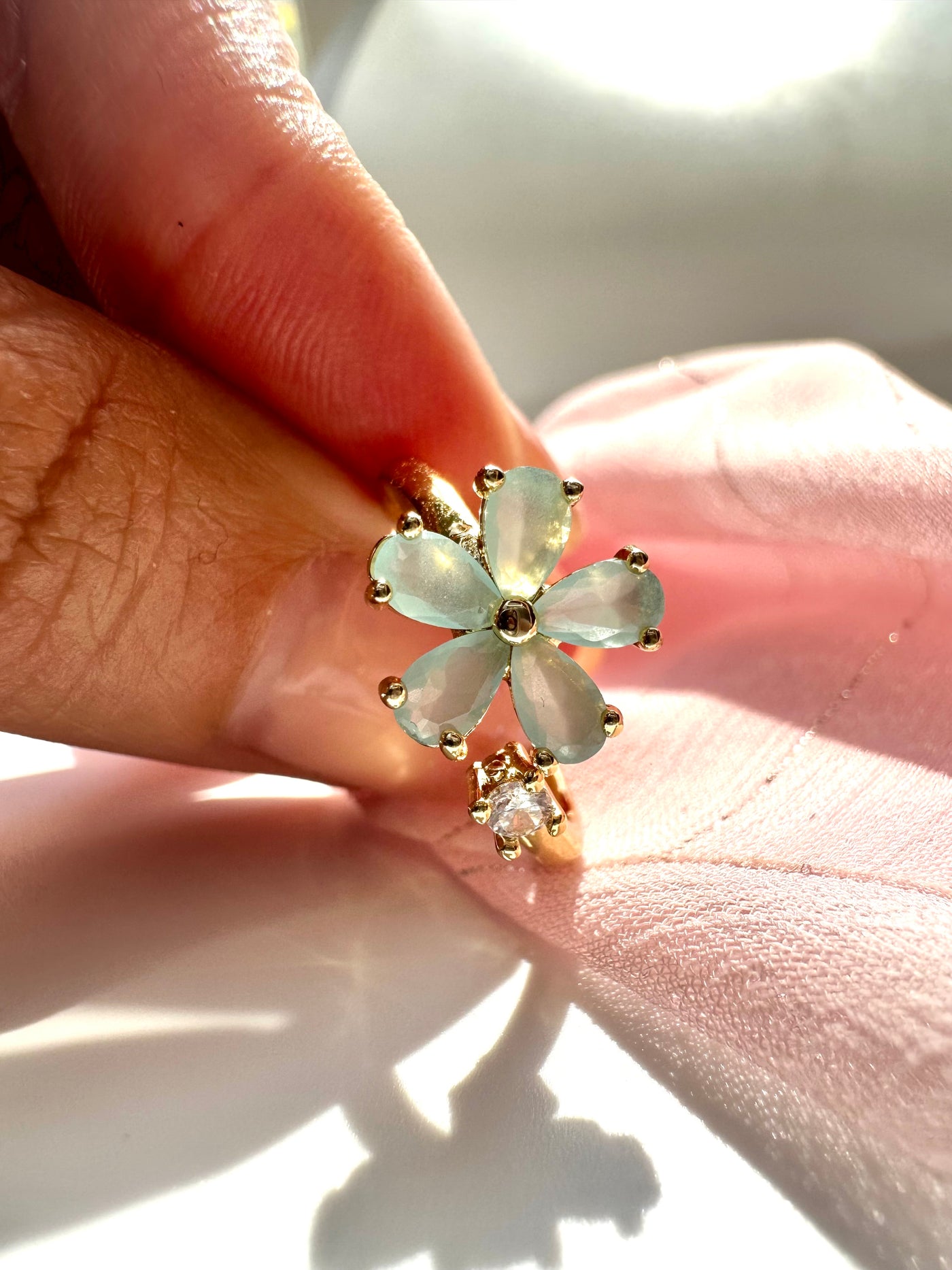 Jade Stone Flower Ring