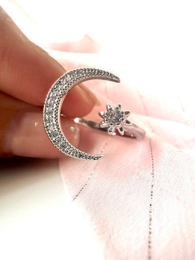 Moon and Star Open Ring