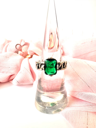 Silver Ring with green stone