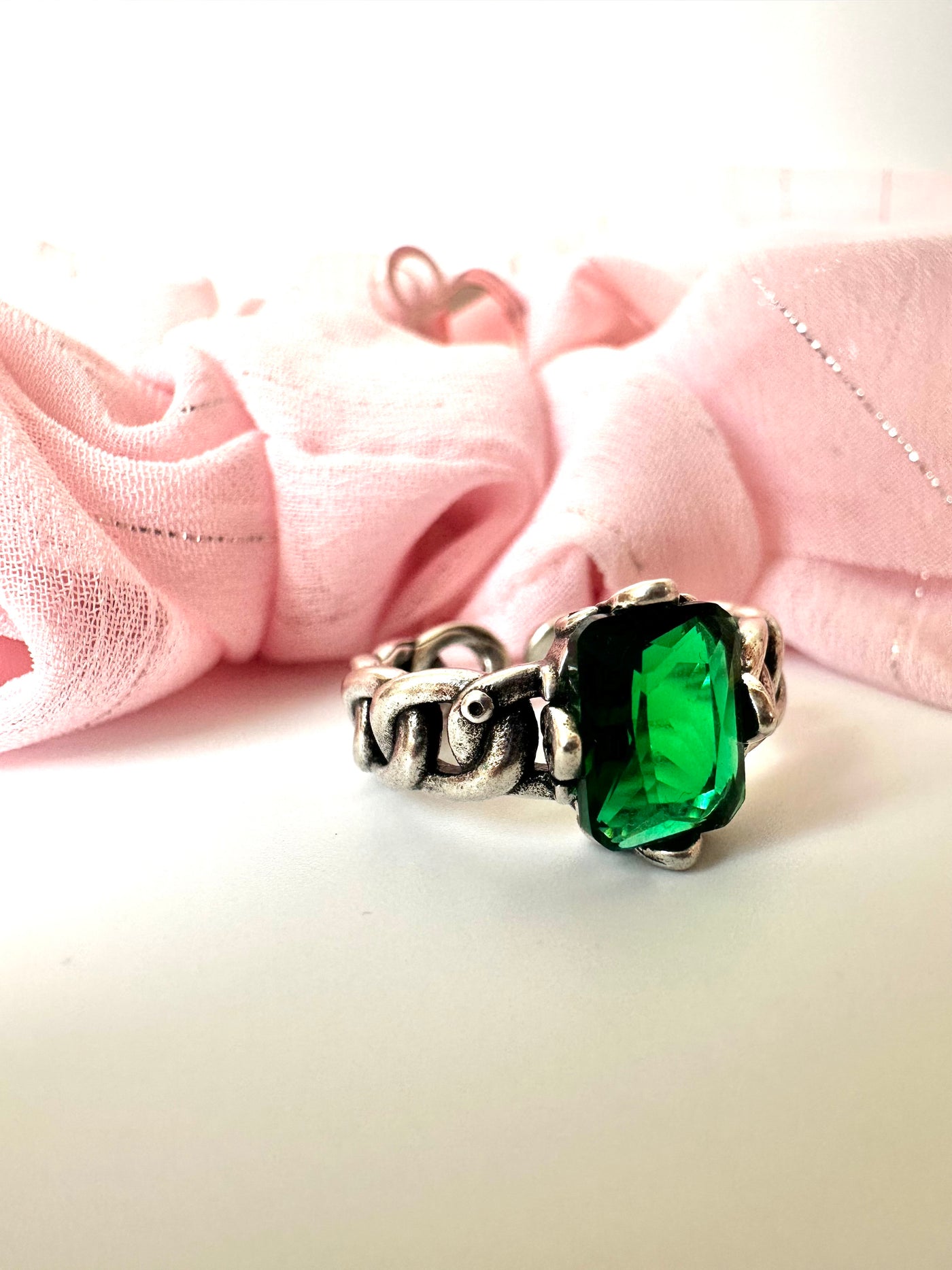 Silver Ring with green stone