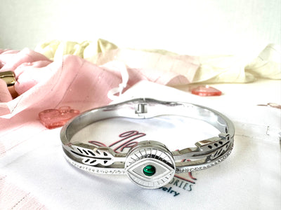 Silver Bangle Eye Bracelet