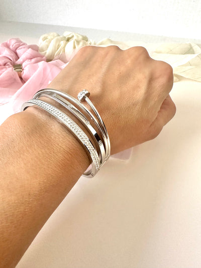 Silver Nail Bangle Bracelet