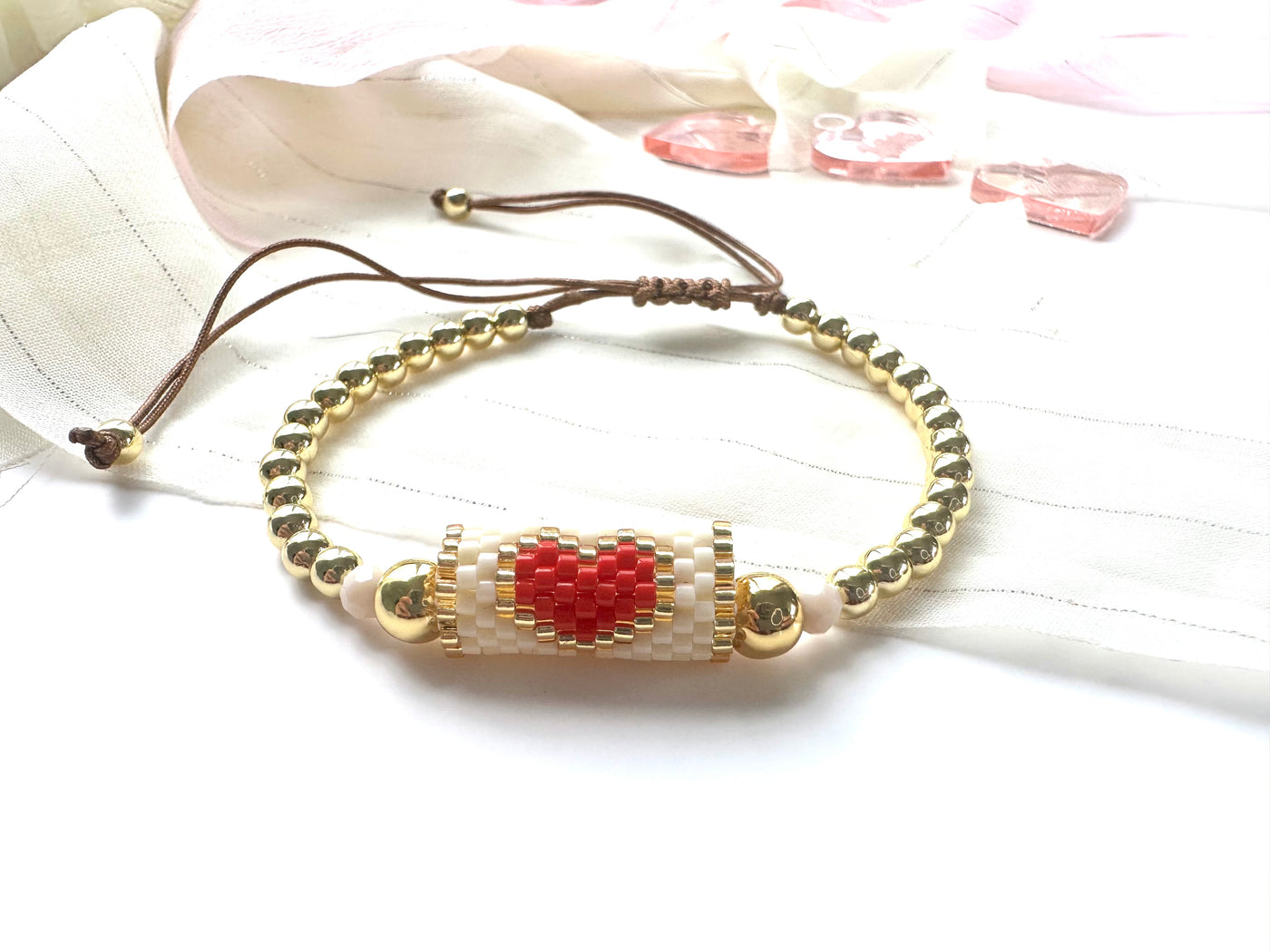 Miyuki Heart Beads Bracelet