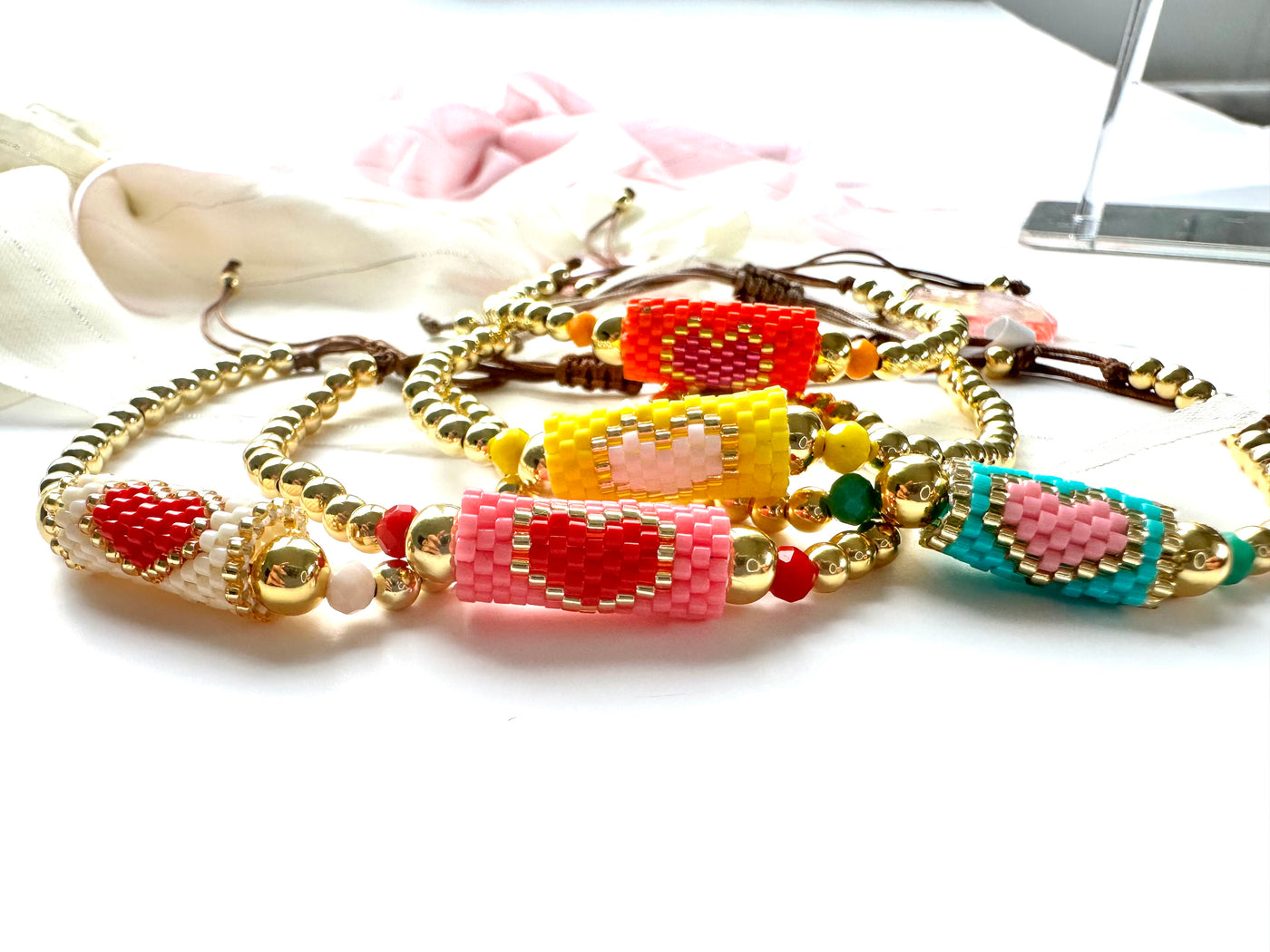 Miyuki Heart Beads Bracelet