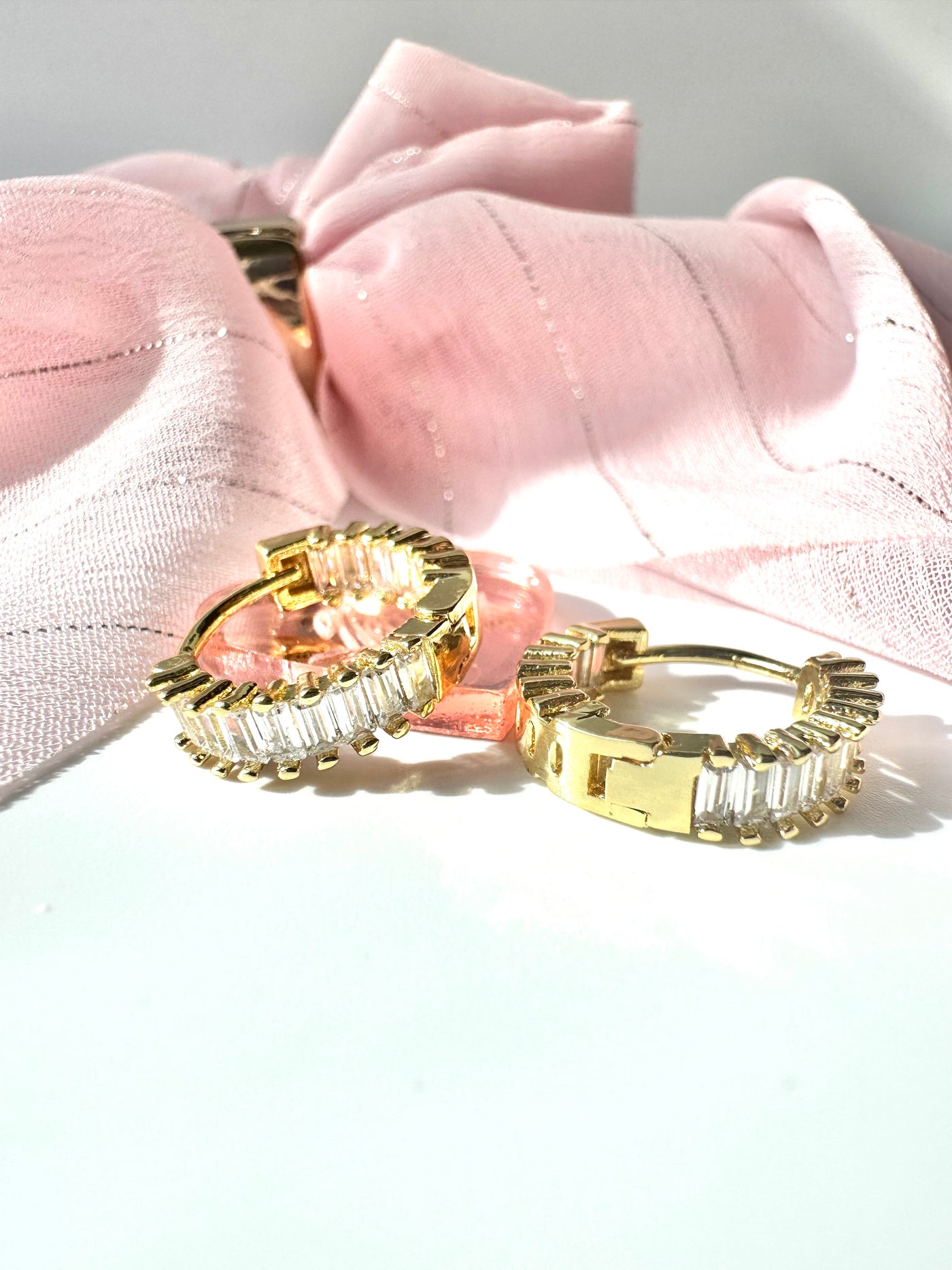 Gold Zircon Hoops Earring