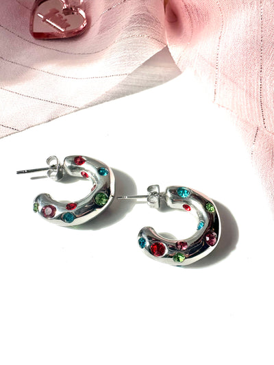 Silver Colors Hoops Earring