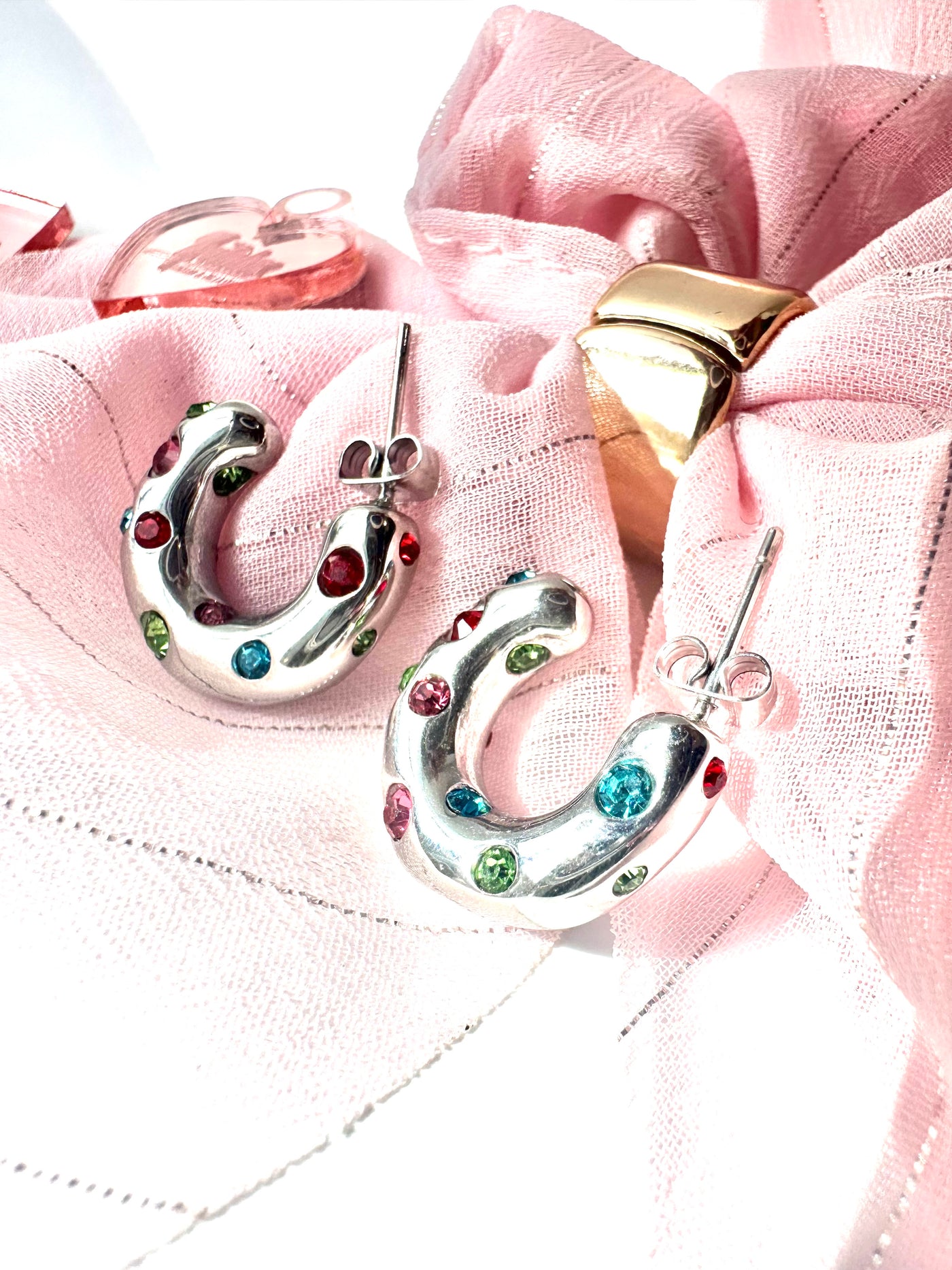 Silver Colors Hoops Earring