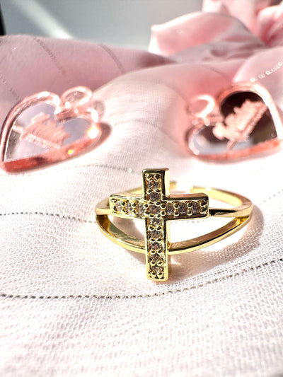 Cross Ring Gold and Silver