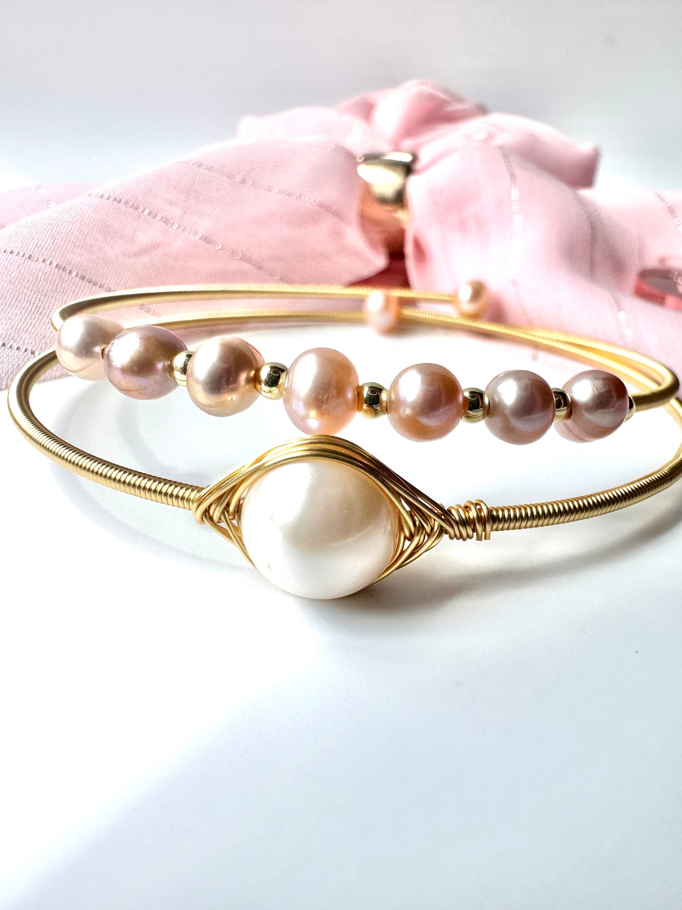 Pearl Handmade Bangle Bracelet