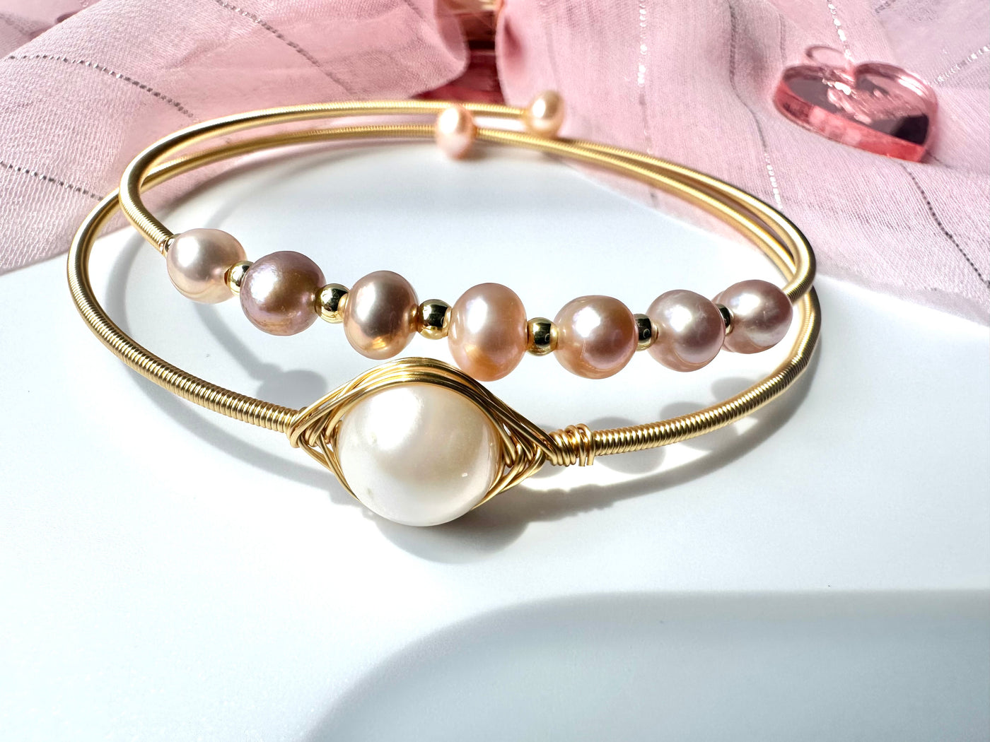 Pearl Handmade Bangle Bracelet