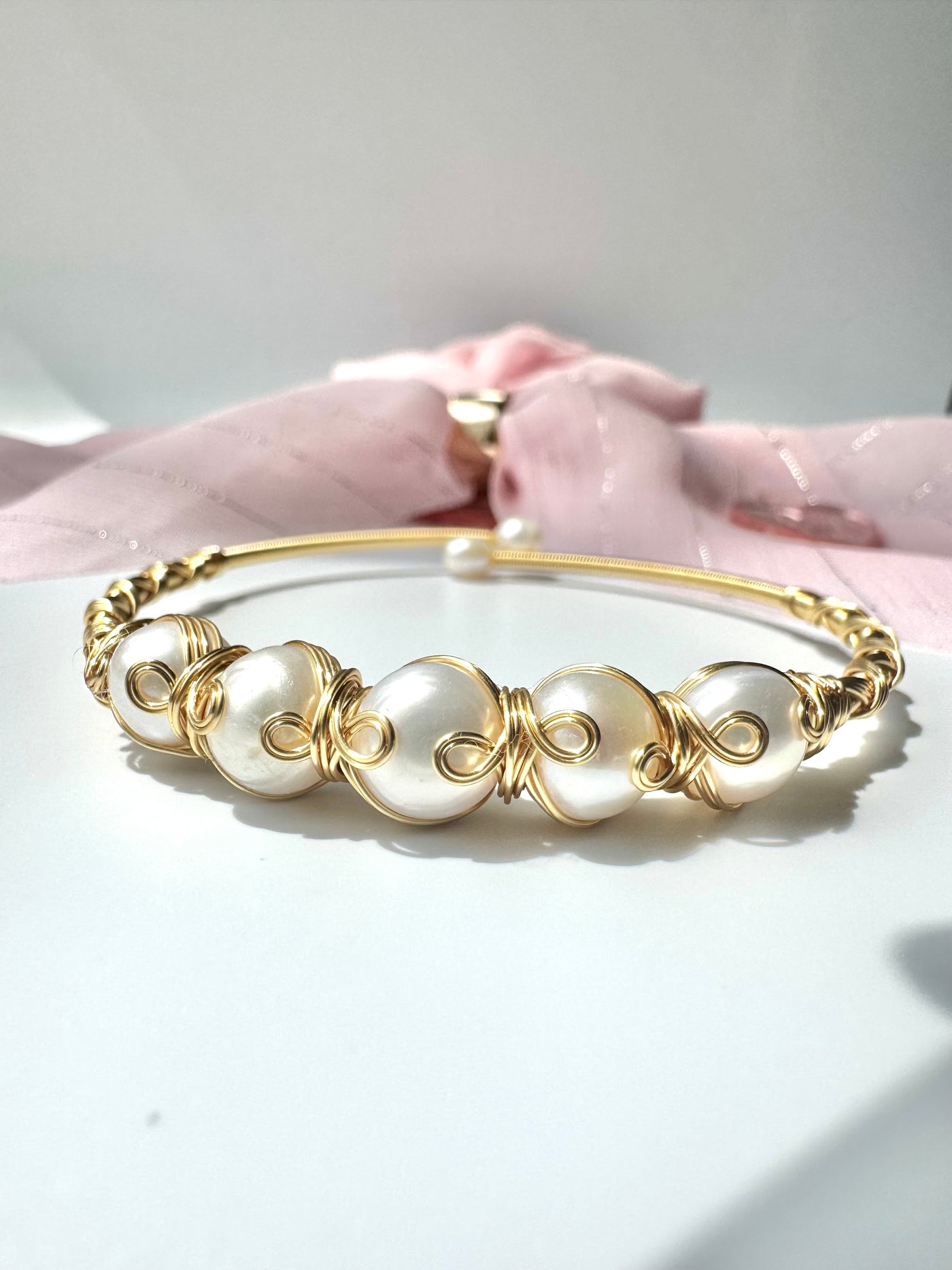 Pearl Handmade Bangle Bracelet