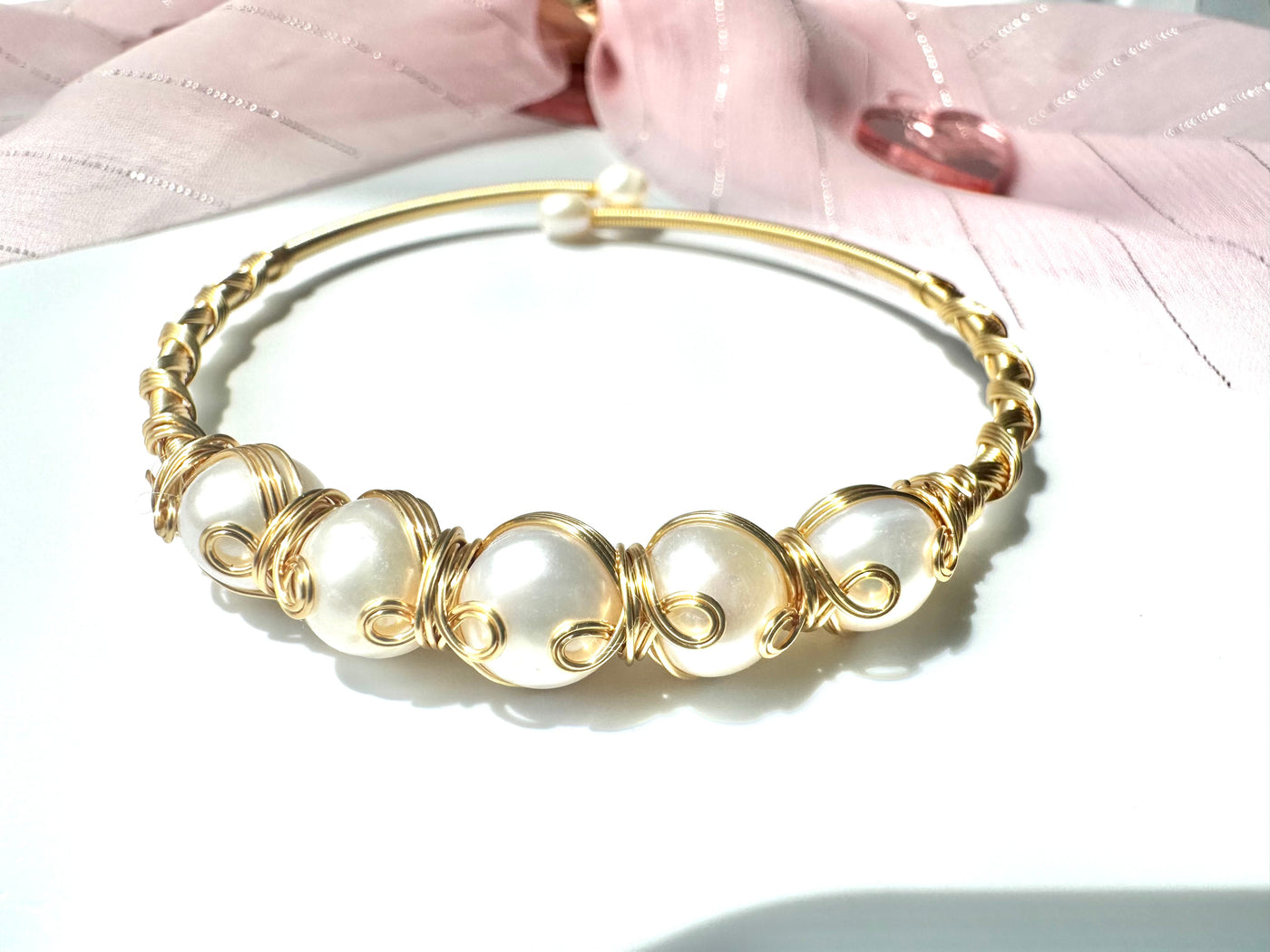 Pearl Handmade Bangle Bracelet