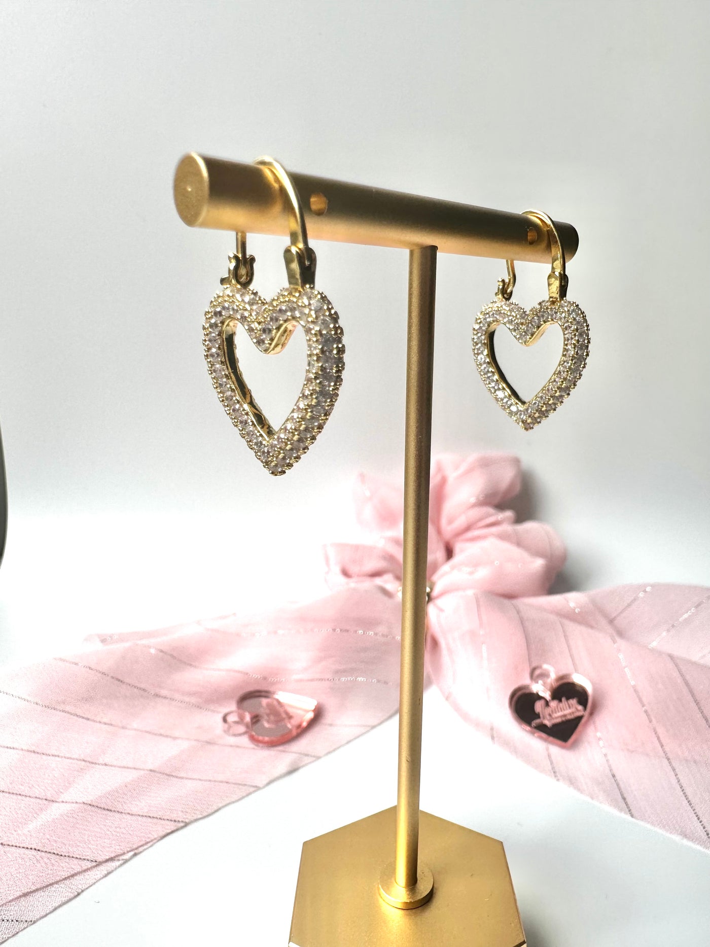 Gold and Silver Heart Hoops Earring