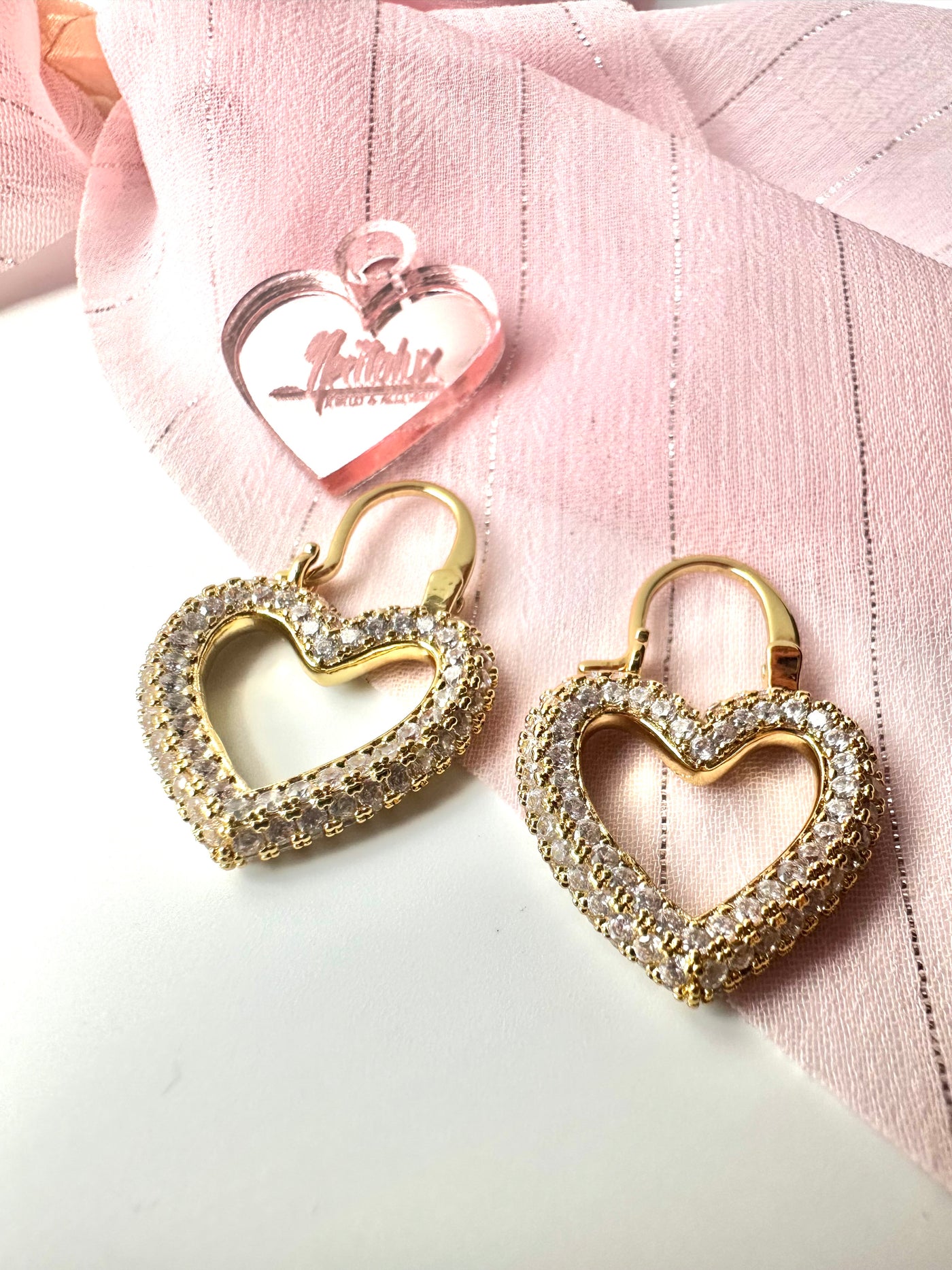 Gold and Silver Heart Hoops Earring