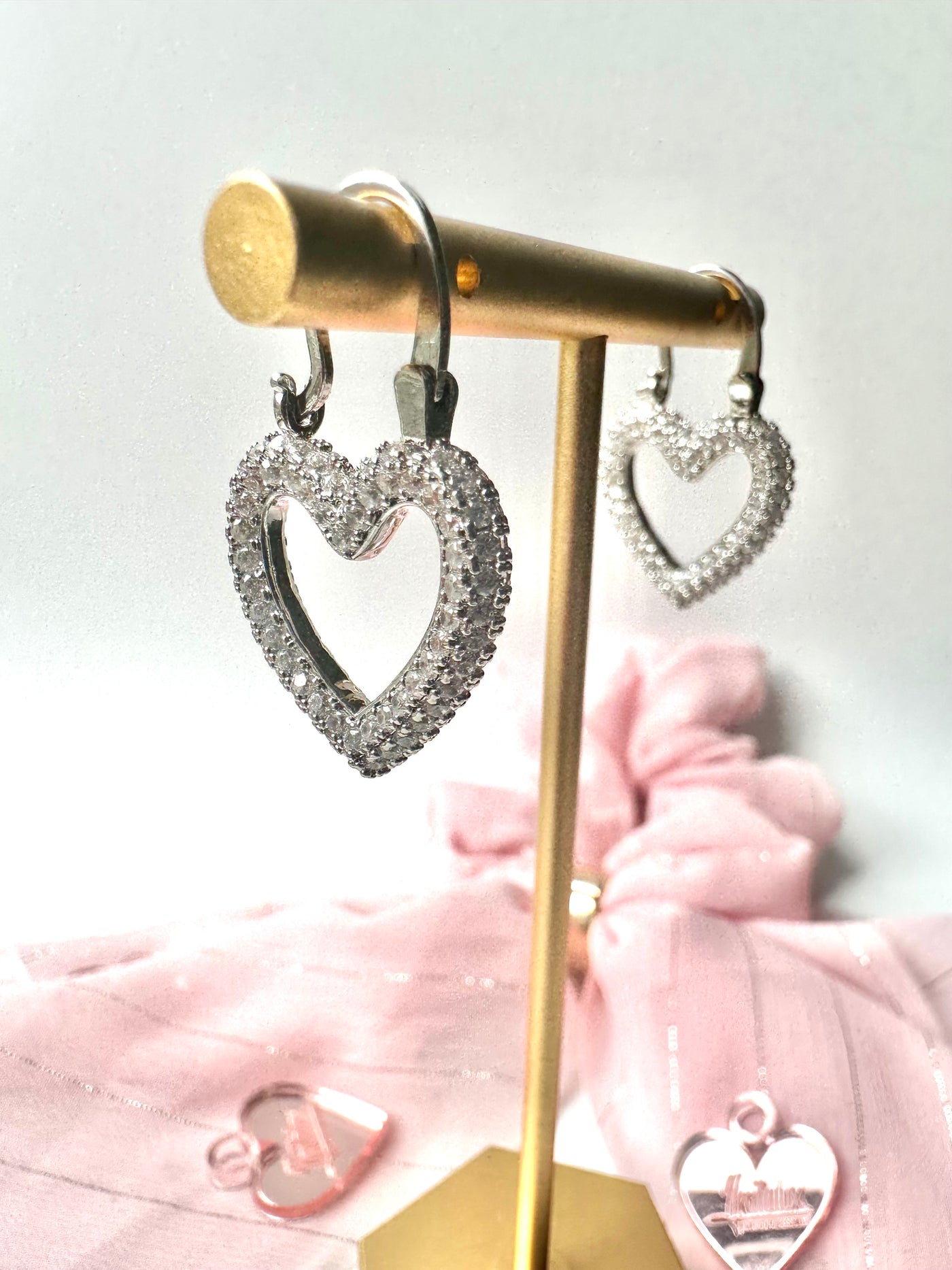 Gold and Silver Heart Hoops Earring