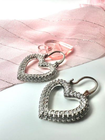 Gold and Silver Heart Hoops Earring