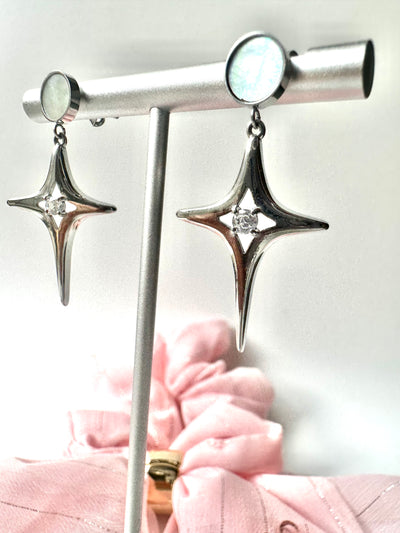 Star Drop Silver Earrings