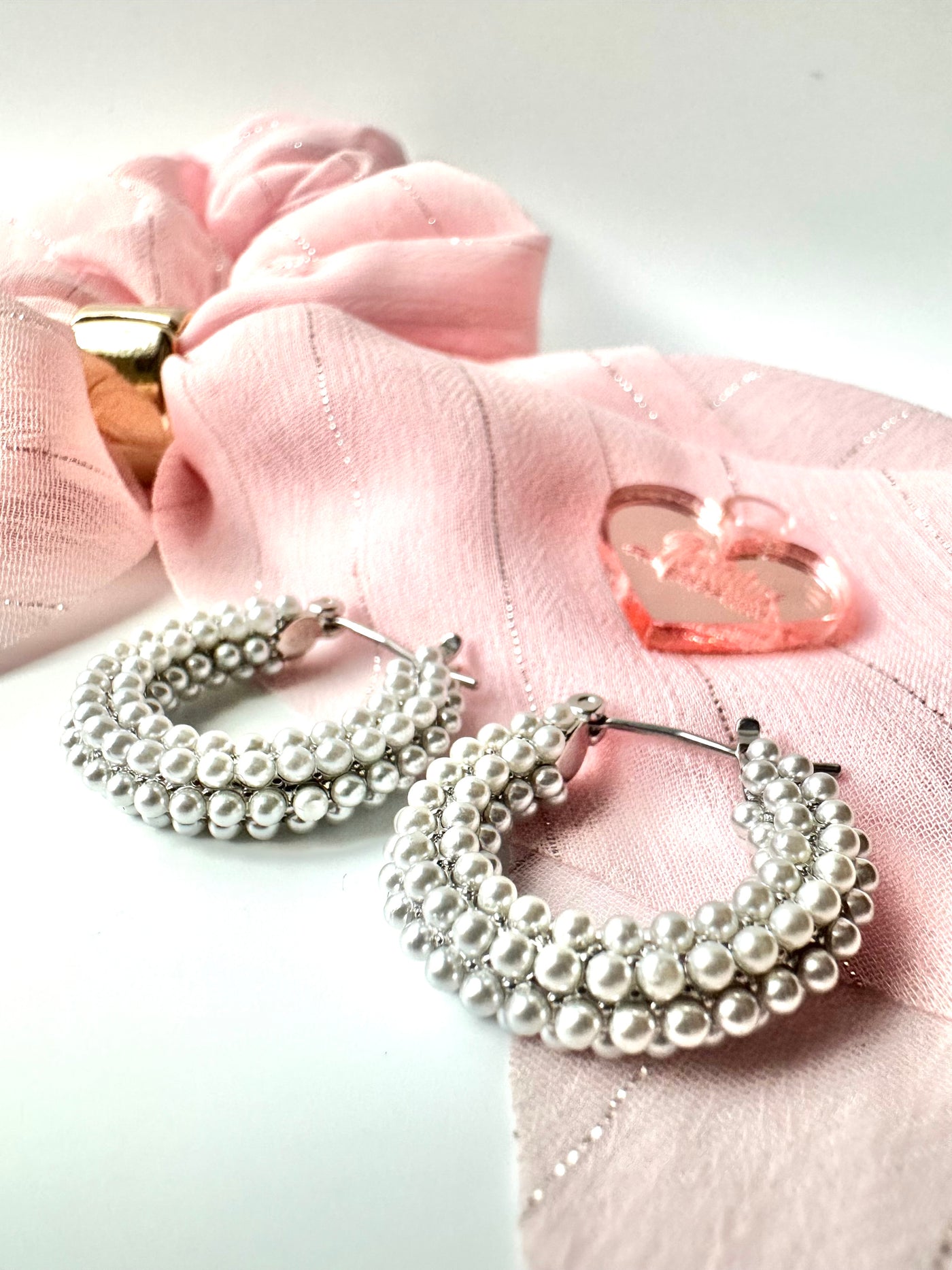 Silver and Gold Pearl Hoops