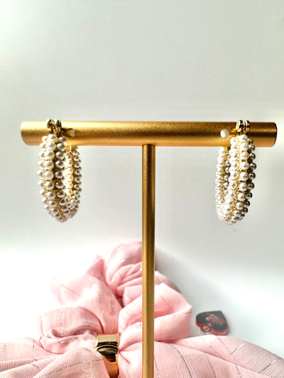 Silver and Gold Pearl Hoops