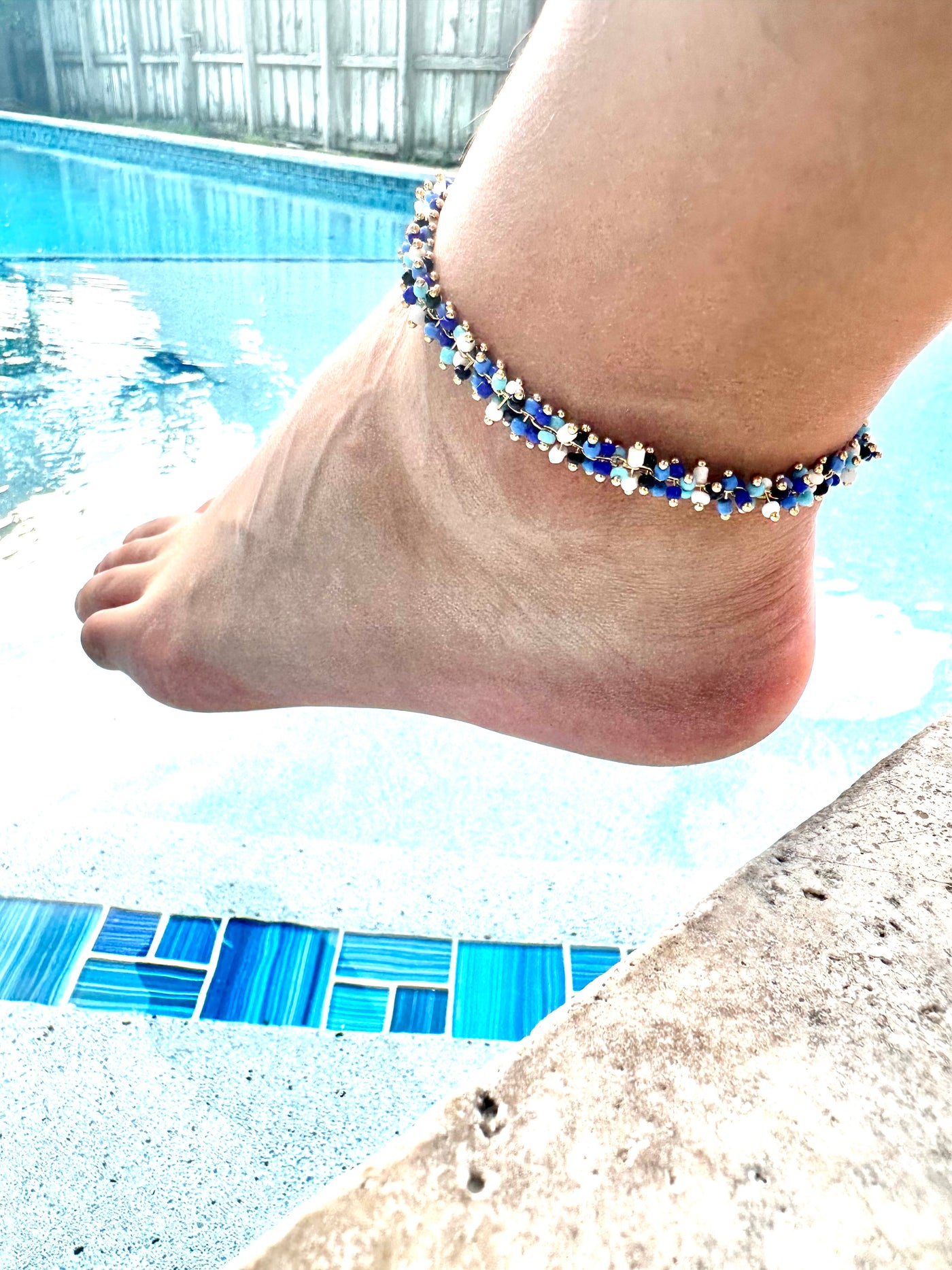 Blue Miyuki Anklet