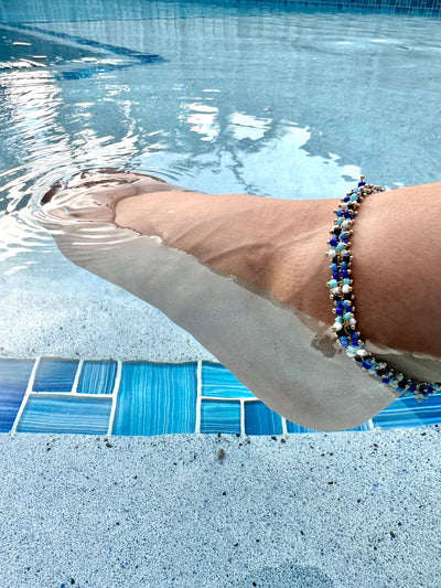 Blue Miyuki Anklet