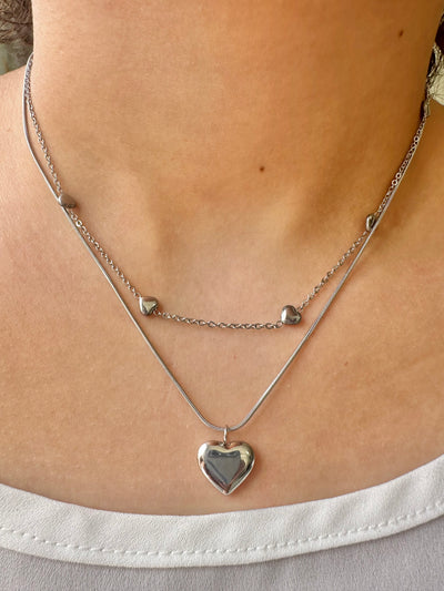 TWO LAYERS HEART NECKLACE