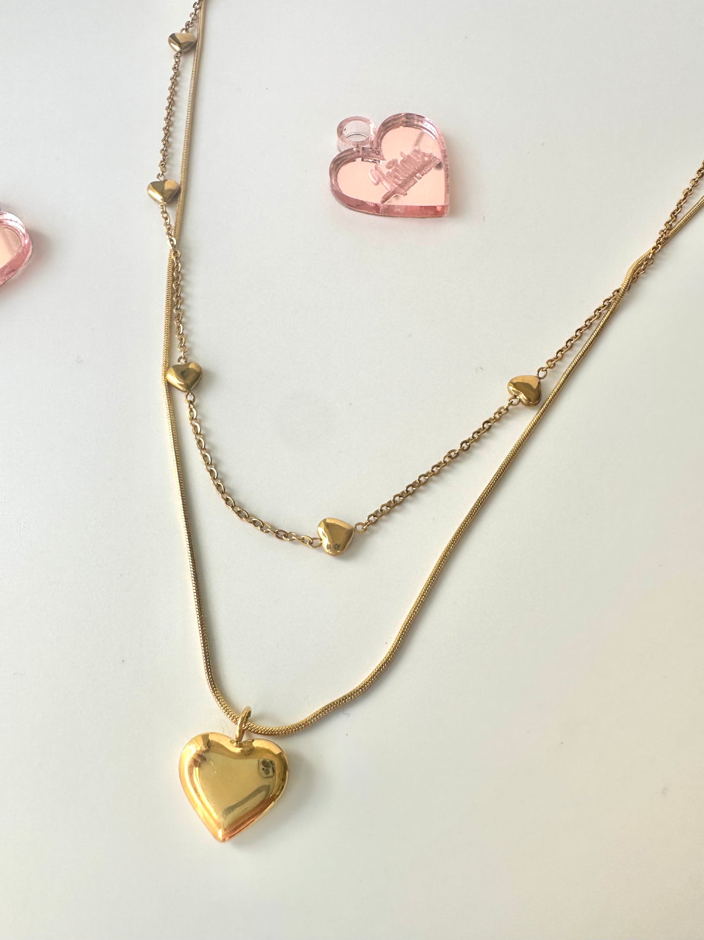 TWO LAYERS HEART NECKLACE