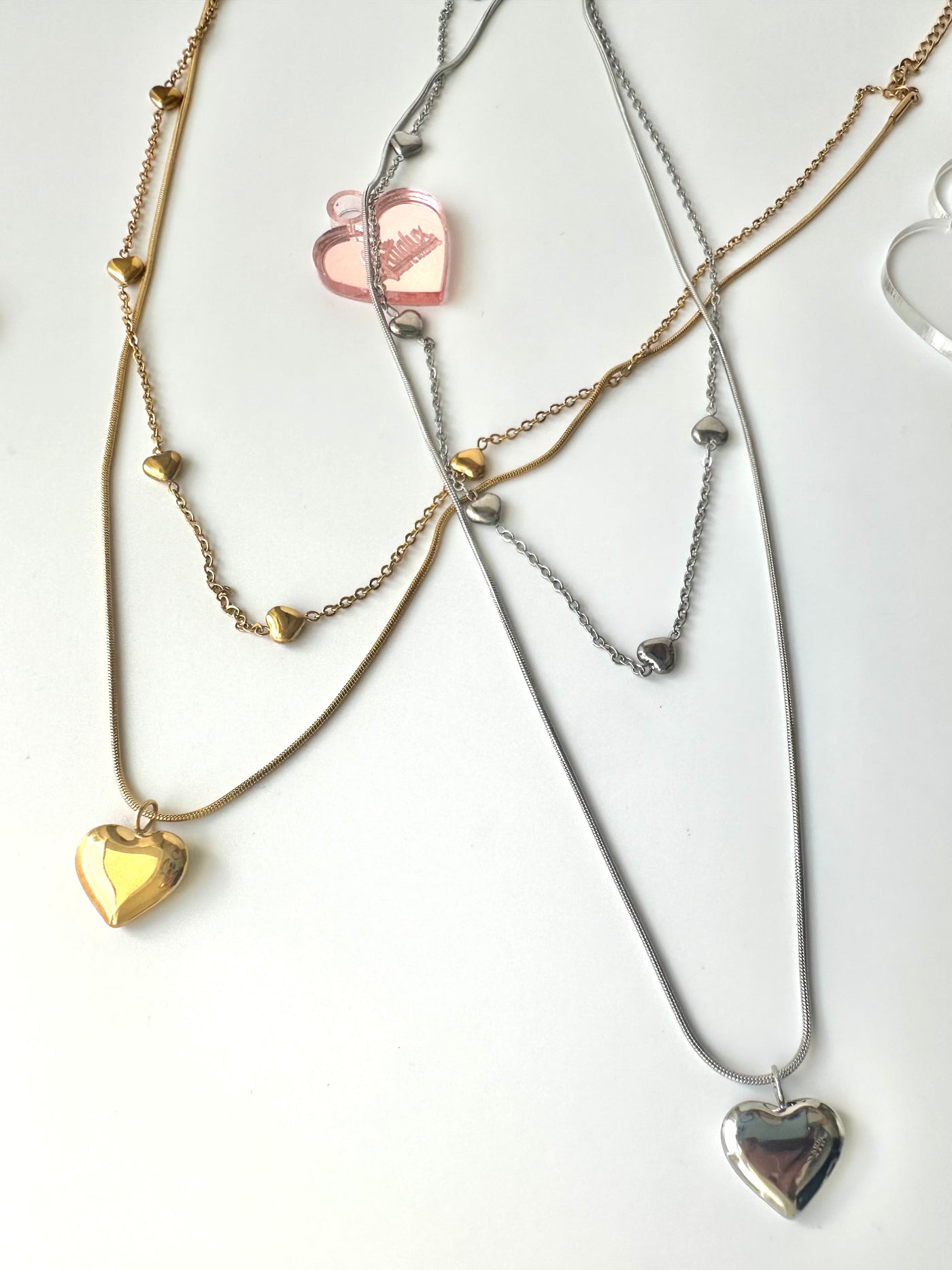 TWO LAYERS HEART NECKLACE