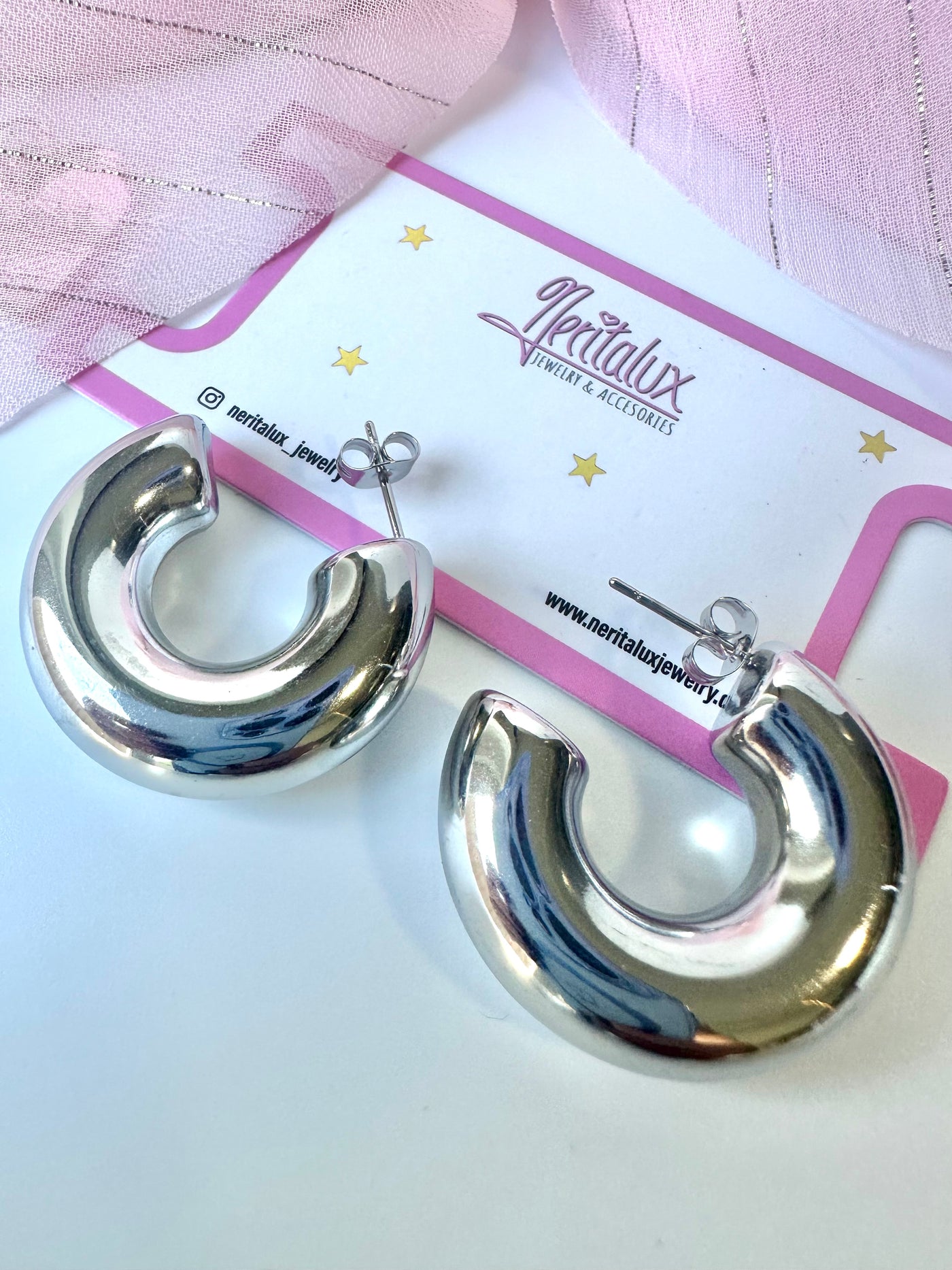 OPEN SILVER HOOPS EARRINGS