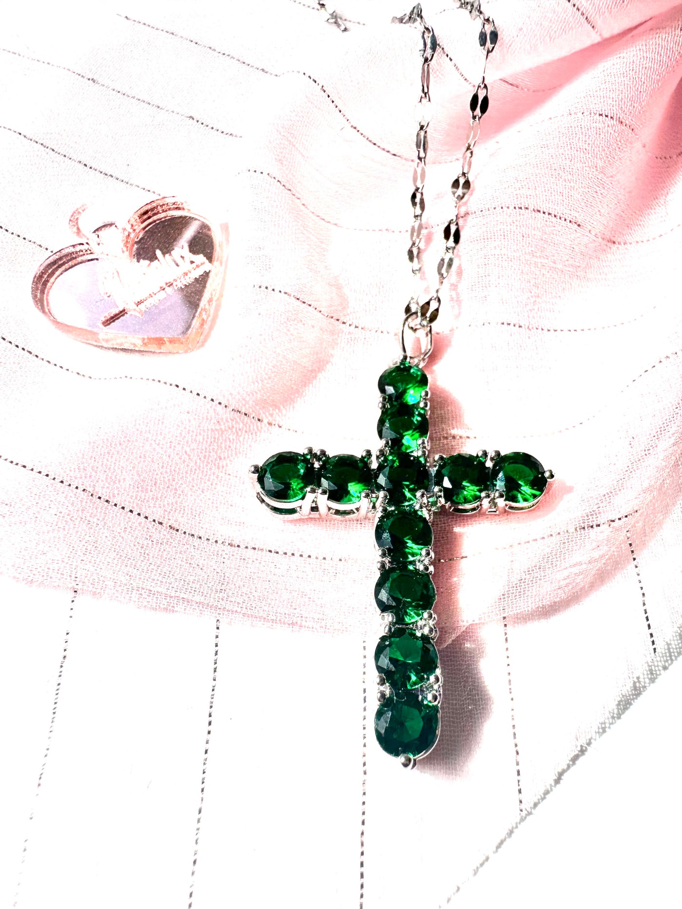 Cross Green Zircon Necklace