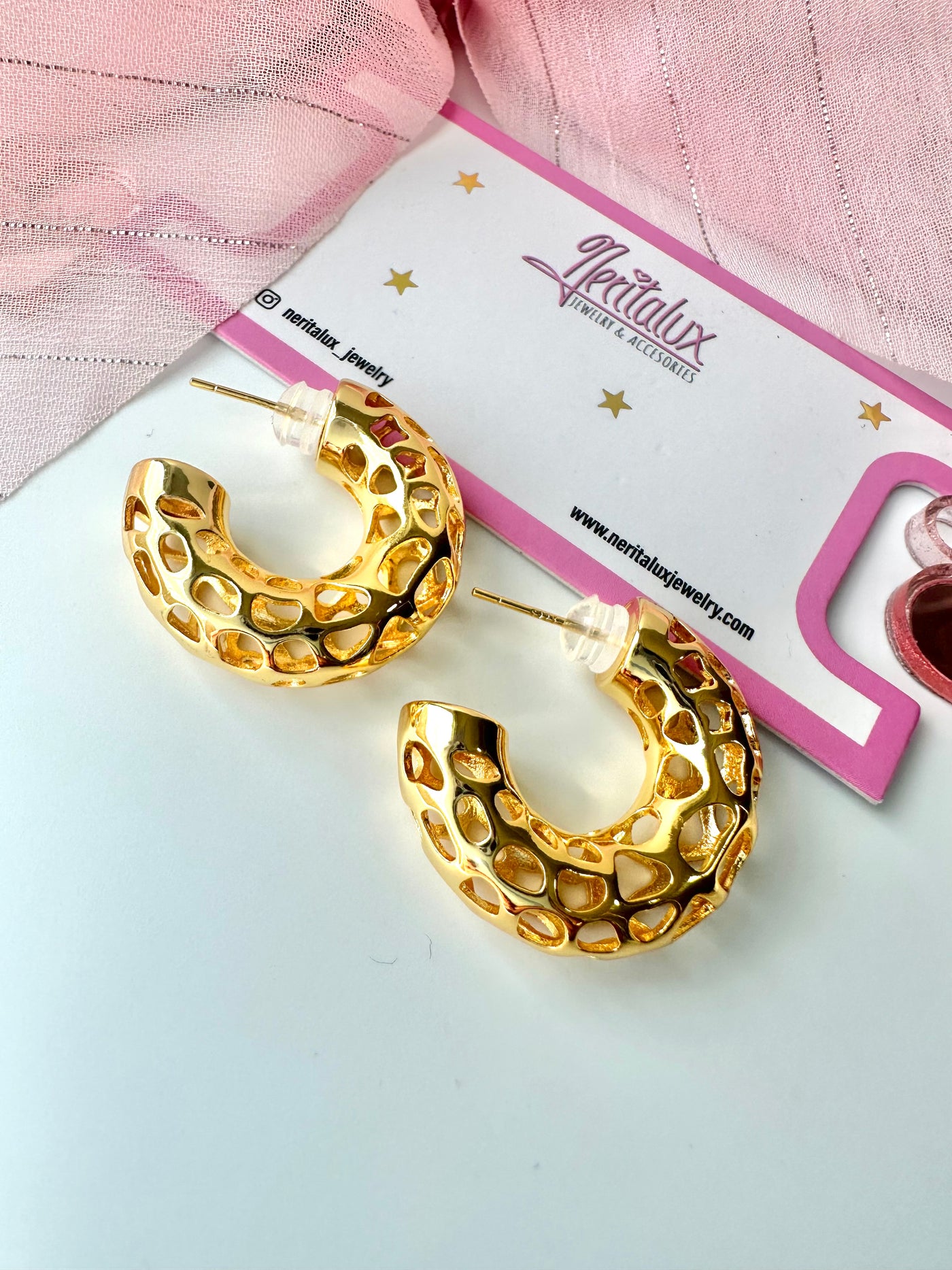 HALF HOOPS OPEN HOLES EARRINGS