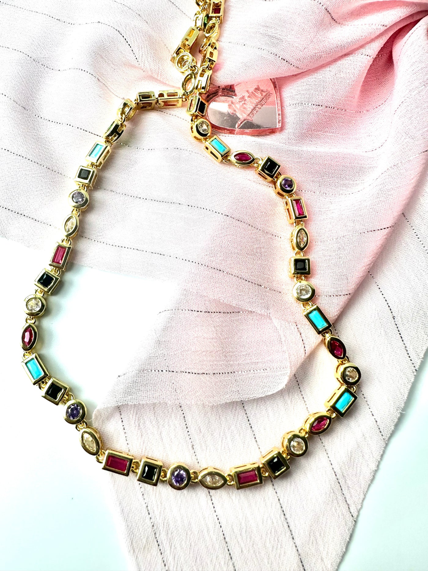 Square and Round Shape Colorful Necklace