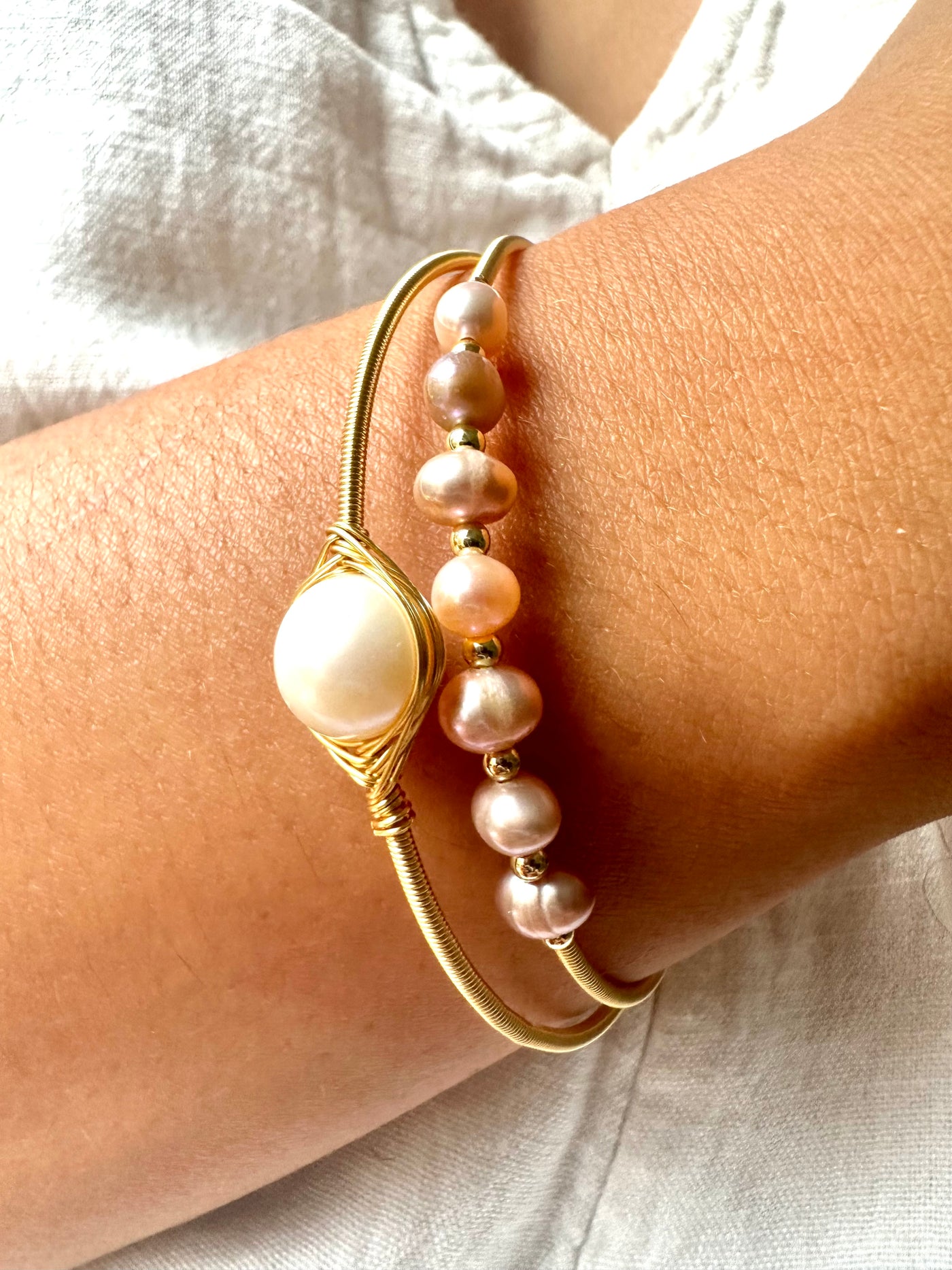 Pearl Handmade Bangle Bracelet