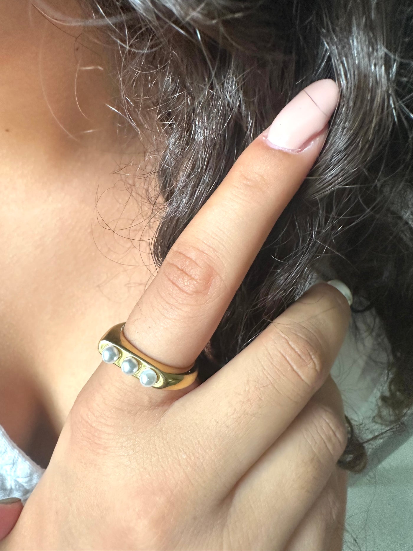 Triple Pearl Ring