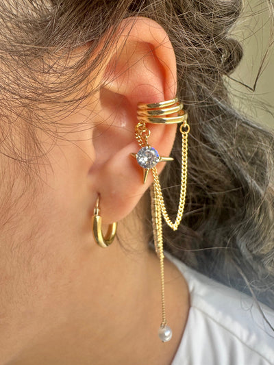 Drop Zirconia Ear Cuff Earrings