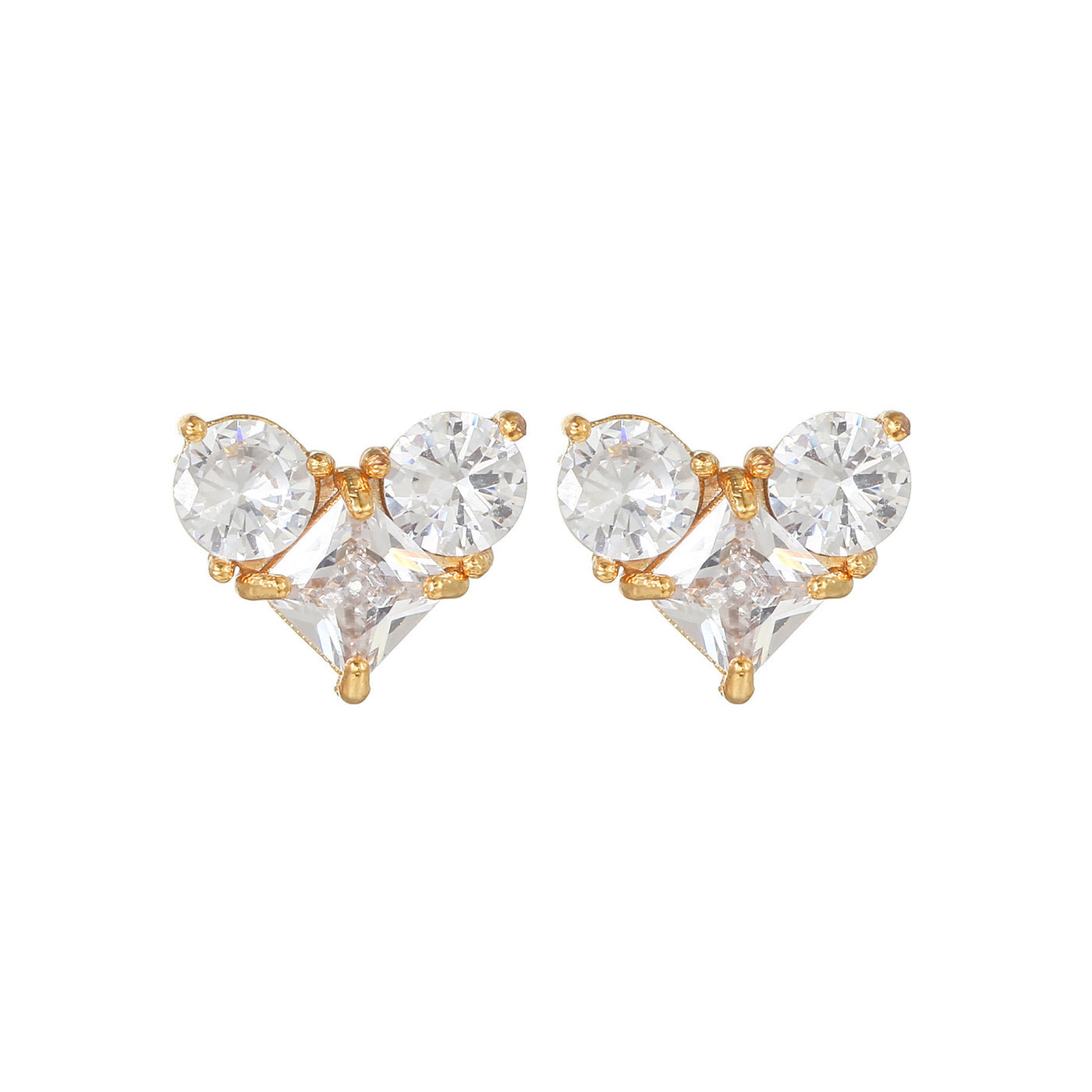 Zircon Heart Stud Earrings