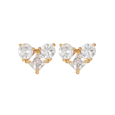 Zircon Heart Stud Earrings