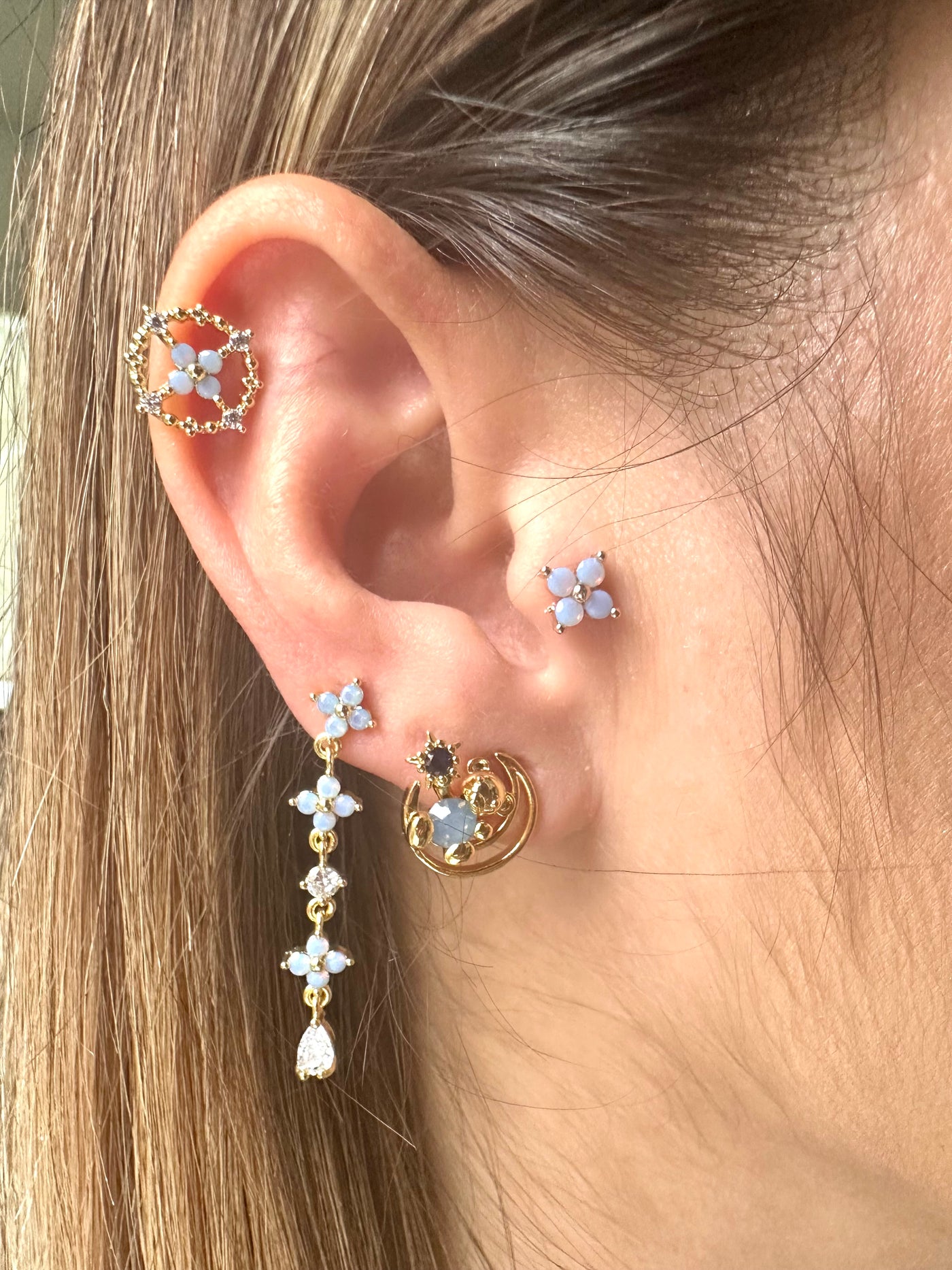 Flowers and Bear Collection Earrings Set