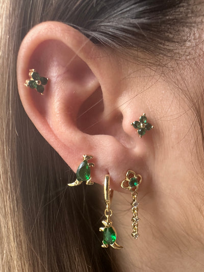 Green Flowers and Dinosaurs Collection Earrings Set