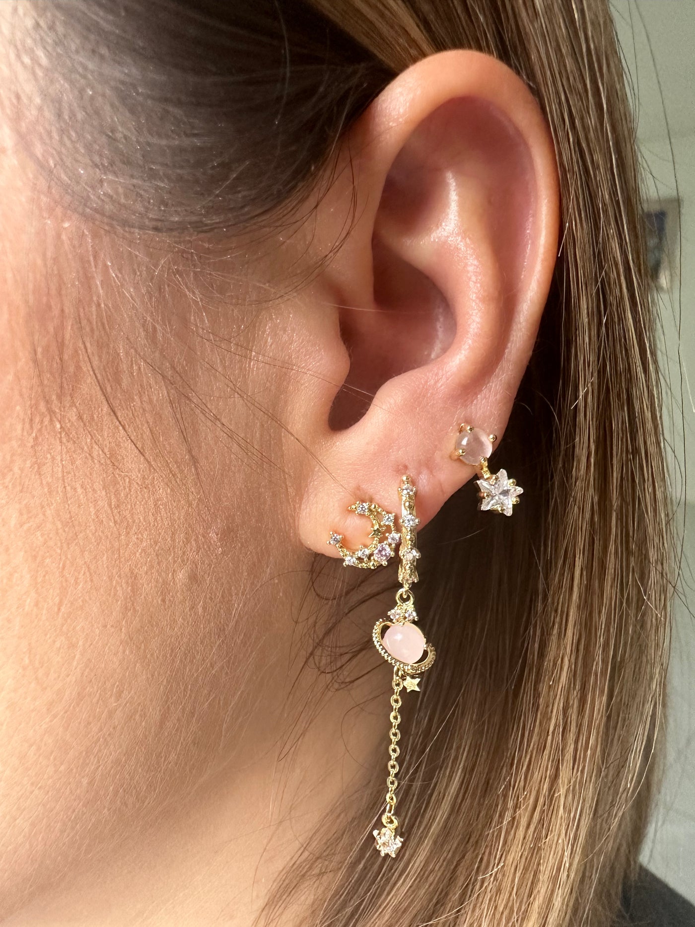 Constellation Star and Moon Earrings Set